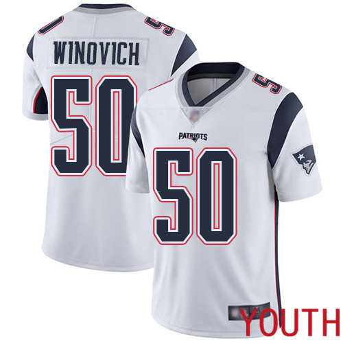 New England Patriots Football #50 Vapor Limited White Youth Chase Winovich Road NFL Jersey